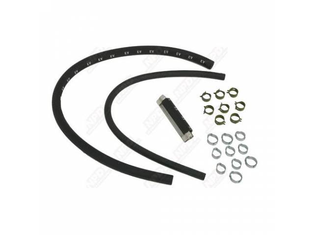 Fuel Hose Set, Complete, Incl Front And Rear Set, Correct Stamped Rubber Hose, Crimp Clamps, Spring Clamps, Stainless Steel Ground Strap