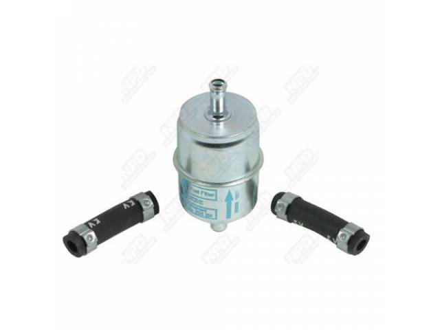 Filter Set, Date Coded Fuel, Factory Style, April 1972, Incl Filter, (2) Kv Hoses, (4) Correct Style Clamps
