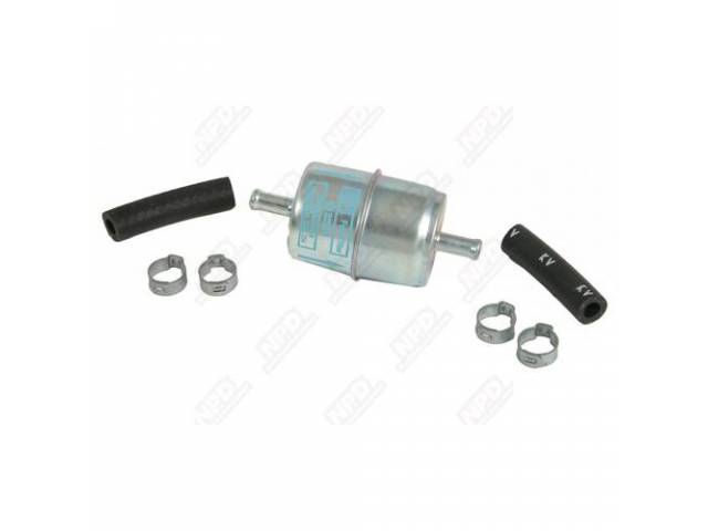 Fuel Filter, Date Coded December 68, With Hose And Clamps, Correct Blue Print On Filter