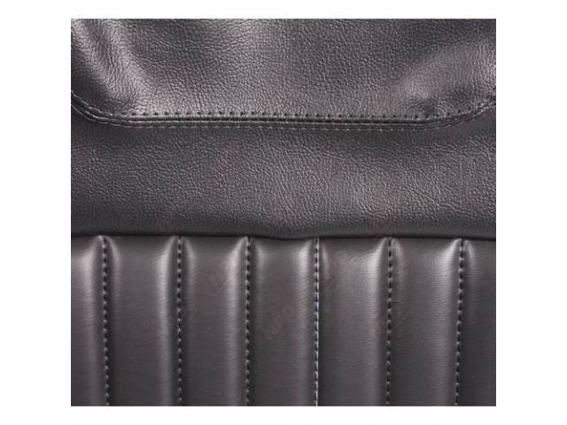Upholstery Set, Rear Seat, Black, Dlx Style And Leather Style, W/ Belmont Grain Vinyl Inserts, W/ Coachman Grain Vinyl Skirts