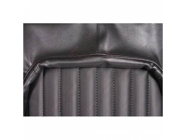 Upholstery Set, Rear Seat, Black, W/ Ranger Grain Vinyl Inserts, W/ Coachman Grain Vinyl Skirts