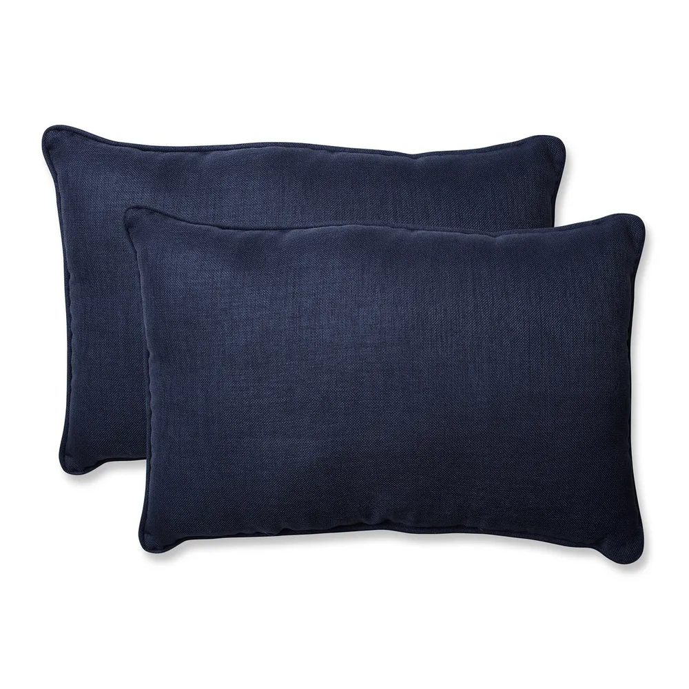 Set of 2 Indigo Blue Over Sized Rectangular Patio Pillow 24.5″