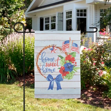 Home Sweet Home Wreath Patriotic Outdoor Garden Flag – 18″ x 12.5″
