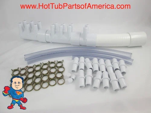 Hot Tub Spa Manifold Complete Kit – 14 Outlet 3/4″ Configuration with 2″ Coupler Assembly