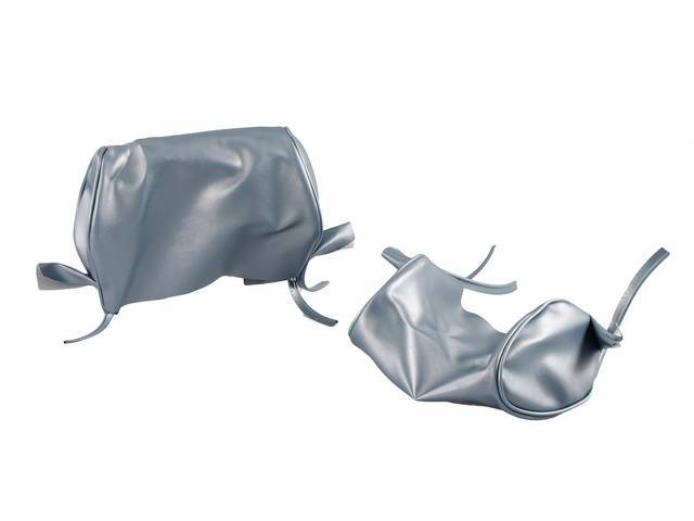 Headrest Covers, Front Seat Back, Light Blue