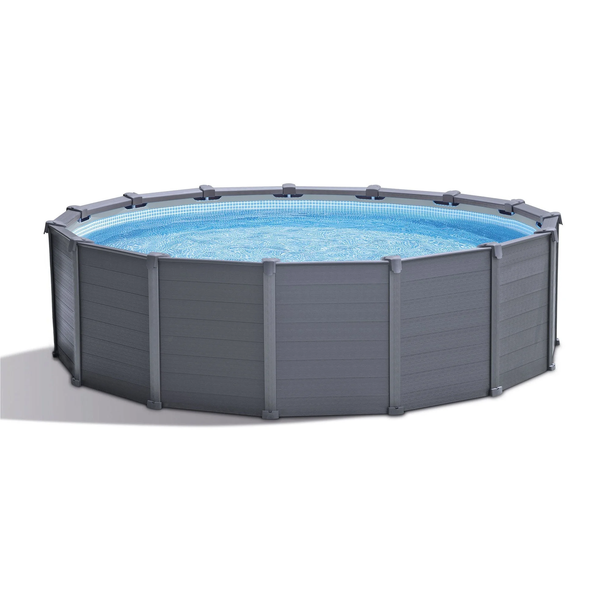 Intex 15’8″x49″ Metal Frame Above Ground Swimming Pool, Graphite Gray – 26383EH
