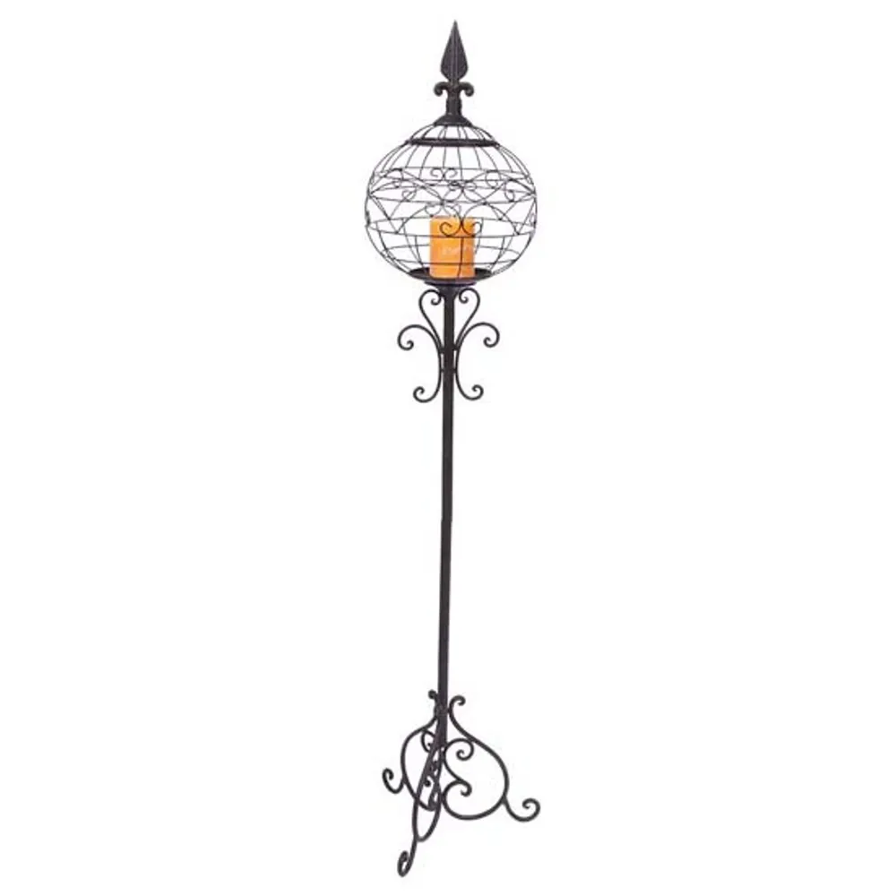 Spring Serenity Scrolling Pillar Sphere Candle Holder Lantern with Finial 57″