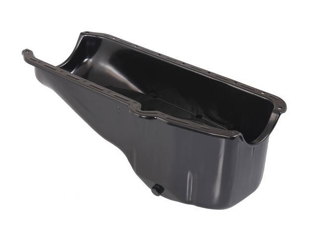 Engine Oil Pan, Black, Baffled, Incl Drain Plug, reproduction