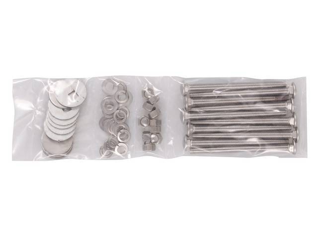 BOLT KIT, Bed, unpolished stainless steel, installs bed to the frame, (50) incl bolts, washers and nuts
