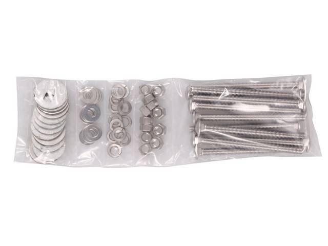 BOLT KIT, Bed, unpolished stainless steel, installs bed to the frame, (60) incl bolts, washers and nuts