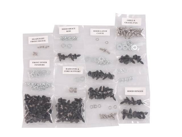 Front Sheetmetal Fastener Kit, Black Phosphate Finish, reproduction