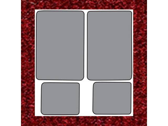 FLOOR MATS, Carpet, cut pile, Oxblood / Red (lightest red available), 4-piece set, repro