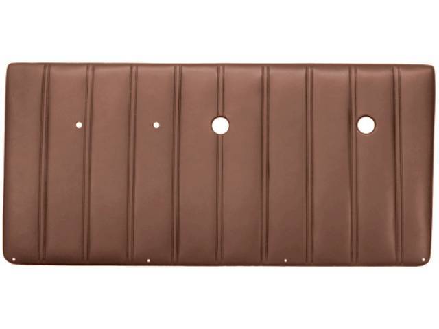 PANEL VINYL SET, Inside Door, Saddle, madrid grain vinyl features correct dielectrically sealed vertical lines w/ double stitch bar seams, does not incl board / panel, top rail or attaching hardware