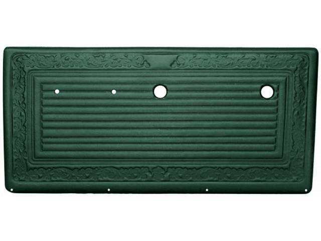 PANEL VINYL SET, Inside Door, Dark Metallic Green, walrus grain vinyl features correct dielectrically scroll details, does not incl board / panel, top rail or attaching hardware