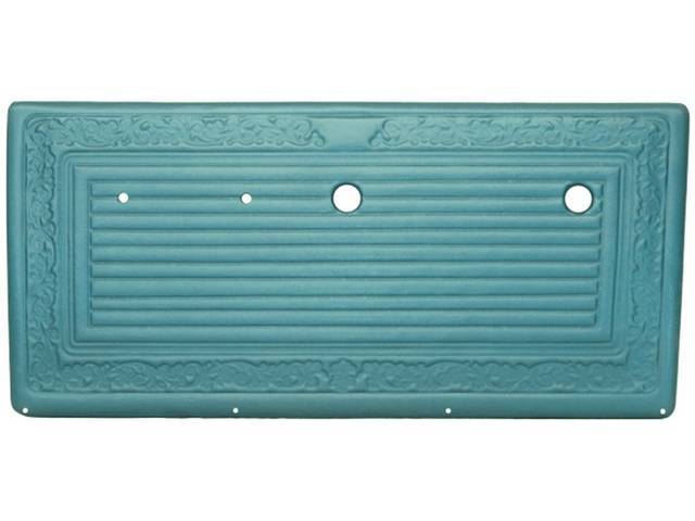 PANEL SET, Inside Door, Pre-Assembled, Aqua, walrus grain vinyl features correct dielectrically scroll details attached to an ABS-plastic panel, does not incl attaching hardware or top rail