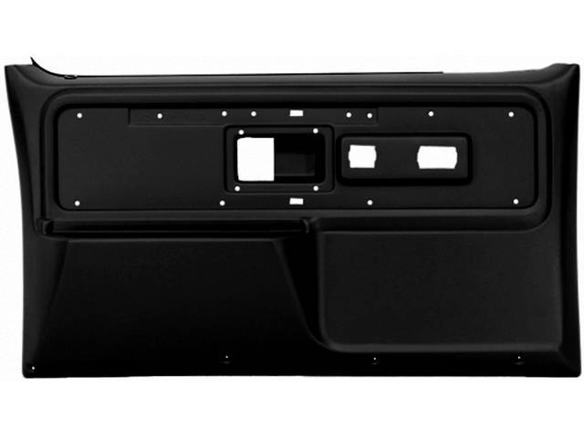 PANEL SET, REPLACEMENT STYLE, BLACK, FRONT DOORS, W/O POWER WINDOWS OR DOOR LOCKS, ABS PLASTIC, ** ACCEPTS ORIGINAL TRIM INSERTS **