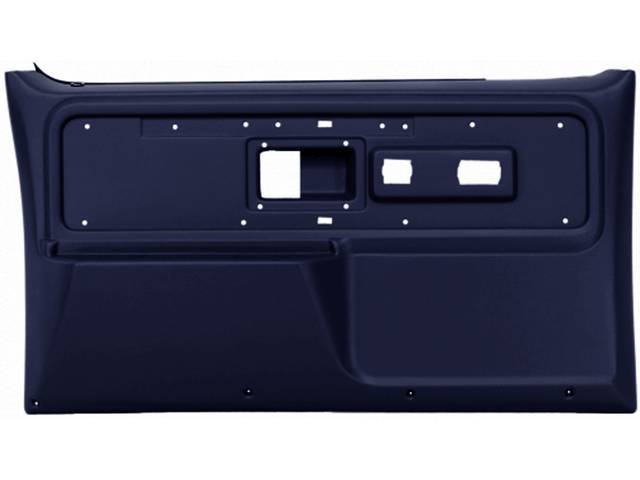 PANEL SET, REPLACEMENT STYLE, SHADOW BLUE, FRONT DOORS, W/O POWER WINDOWS OR DOOR LOCKS, ABS PLASTIC, ** ACCEPTS ORIGINAL TRIM INSERTS **