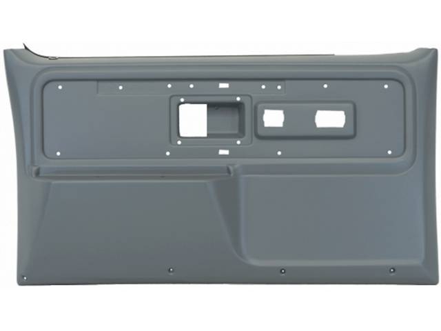 PANEL SET, REPLACEMENT STYLE, PRESIDIO GRAY, FRONT DOORS, W/O POWER WINDOWS OR DOOR LOCKS, ABS PLASTIC, ** ACCEPTS ORIGINAL TRIM INSERTS **