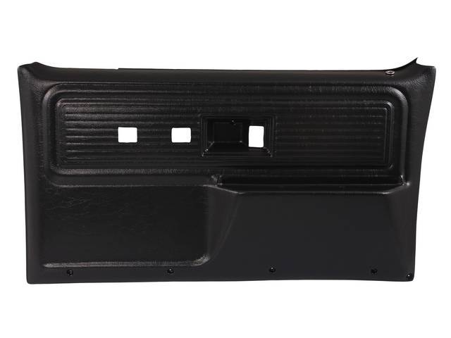 PANEL SET, REPLACEMENT STYLE, BLACK, FRONT DOORS, W/ POWER WINDOWS OR DOOR LOCKS, ABS PLASTIC, ** ACCEPTS ORIGINAL TRIM INSERTS **