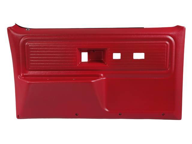 PANEL SET, REPLACEMENT STYLE, PORTOLA RED, FRONT DOORS, W/ POWER WINDOWS OR DOOR LOCKS, ABS PLASTIC, ** ACCEPTS ORIGINAL TRIM INSERTS **