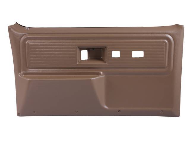 PANEL SET, REPLACEMENT STYLE, SADDLE TAN, FRONT DOORS, W/ POWER WINDOWS OR DOOR LOCKS, ABS PLASTIC, ** ACCEPTS ORIGINAL TRIM INSERTS **