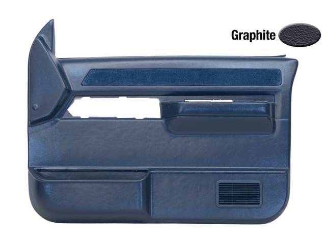Replacement Style Front Door Panel Set, Graphite, ABS Plastic, w/ Power Locks and Power Windows, Reproduction for (88-94)