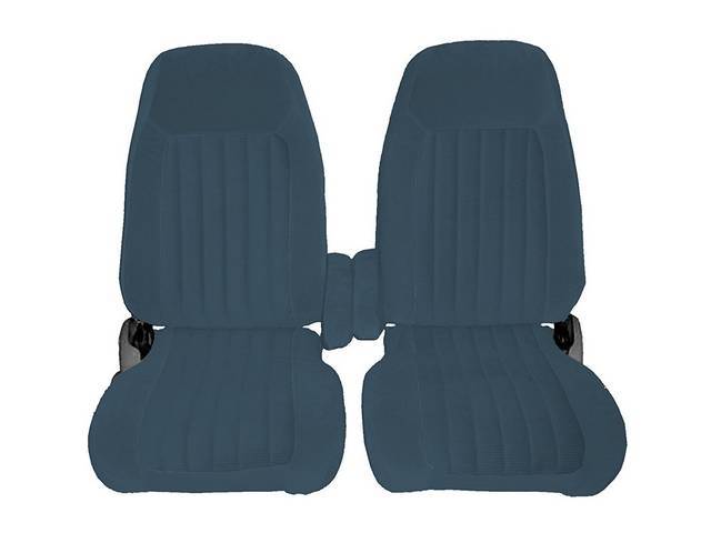 Bucket Seat Upholstery, High Back w/ Armrests, Standard Cab, Front, Medium Blue Vinyl, reproduction