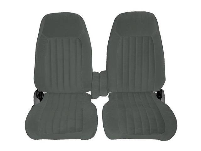 Bucket Seat Upholstery, High Back w/ Armrests, Standard Cab, Front, Charcoal Vinyl, reproduction
