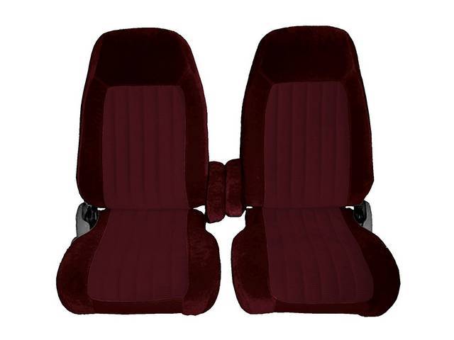 Bucket Seat Upholstery, High Back w/ Armrests, Standard Cab, Front, 2-tone Velour, Brick w/ Burgundy Inserts, reproduction
