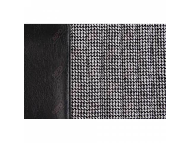 Upholstery Set, Buckets, Dlx Houndstooth, Black, Walrus grain vinyl w/ Black and White Houndstooth cloth inserts