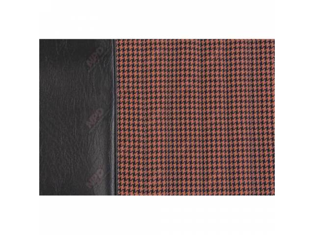 Upholstery Set, Buckets, Dlx Houndstooth, Black, Walrus grain vinyl w/ Black and Orange Houndstooth cloth inserts