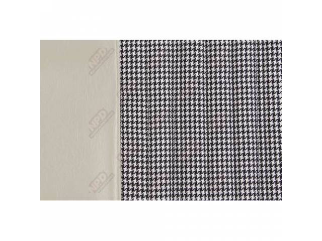 Upholstery Set, Buckets, Dlx Houndstooth, White, Walrus grain vinyl w/ Black and White Houndstooth cloth inserts