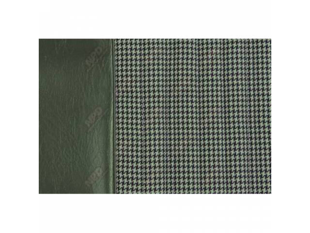 Upholstery Set, Buckets, Dlx Houndstooth, Dark Green, Walrus grain vinyl w/ Green Houndstooth cloth inserts