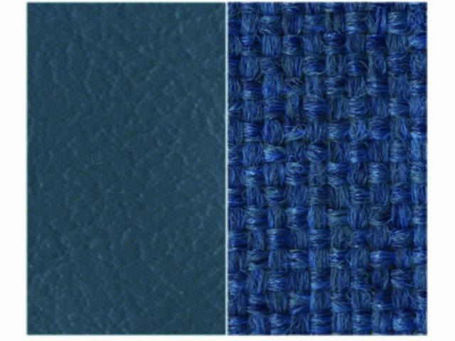 UPHOLSTERY, BENCH, MADRID GRAIN VINYL AND WOVEN FABRIC, MEDIUM BLUE W/ ROYAL INSERT