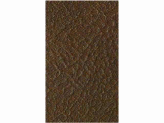 UPHOLSTERY, BENCH, STANDARD CAB OR FRONT CREW CAB, FRONT BENCH, DARK SADDLE MADRID GRAIN VINYL, W/ SEAT BELT CUT OUTS.