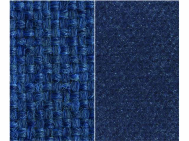 UPHOLSTERY, STANDARD CAB, FRONT BENCH, W/ HEAD REST COVERS, WOVEN CLOTH INSERT W/ MATCHING ENCORE VELOUR TRIM, ROYAL BLUE CLOTH W/ ROYAL BLUE VELOUR