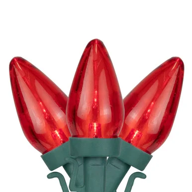 LED C7 Christmas Lights – Red – 16′ Green Wire – 25ct