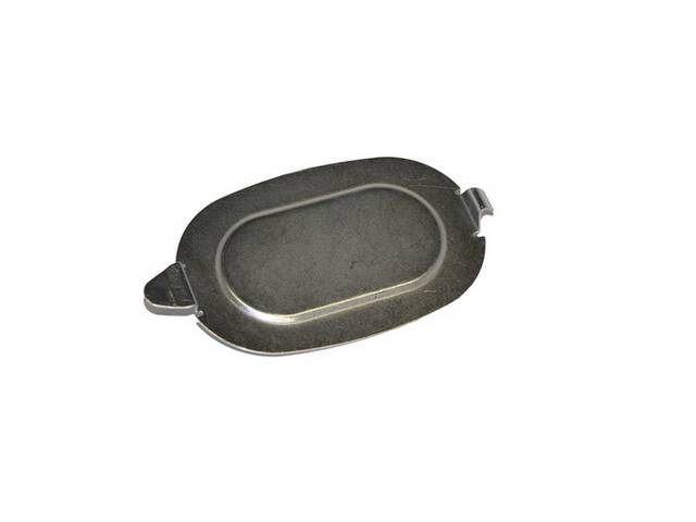 Plate, Front Floor Pan Drain Hole Cover, 2 1/2 Inch X 4 Inch, Repro D9az-5411117-A, E2fz-5811117-A