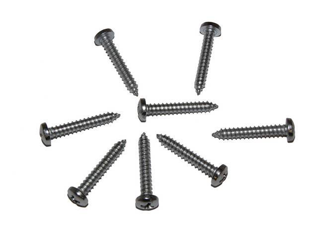 Mounting Kit, Door Scuff Plates, Incl 8 Pan Head Screws, Chrome, Repro