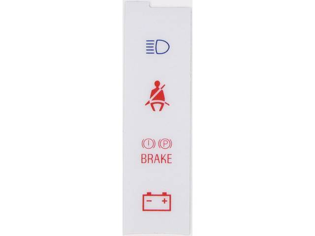White Face Kit, Warning Lights, Designed To Convert Only The Warning Light Section Of The Gauge Cluster, Repro