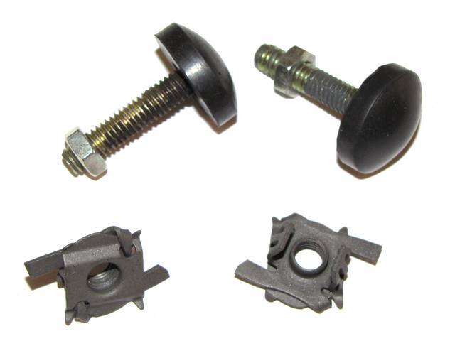 Hood Bumper Kit, Adjustable, Incl (2) Adjustable Hood Bumpers, (2) Correct Style Jam Nuts, Designed With Us Thread, Exact Repro