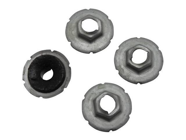 Mounting Kit, Body Side Molding, Incl (4) Nuts, Does One Molding, Repro, This Kits Is Designed To Mount The Hard Plastic Moldings On The Fender And Quarter Panels