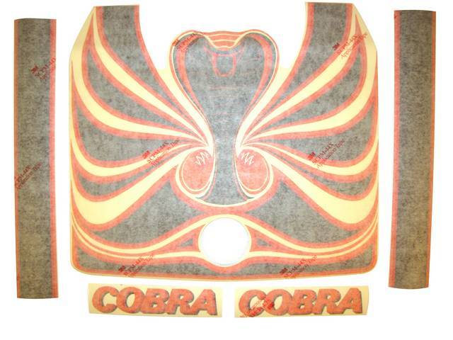 Stripe Set, Cobra, Orange And Black, Incl 1 Cobra Hood Decal, 2 Hood Scoop Stripes, 2 Cobra Door Names, Repro