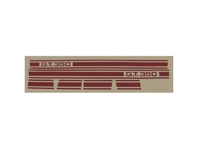 Stripe Set, Gt 350, Metallic Burgundy, Incl 2 Door Stripes, 2 Fender Stripes, 2 Rear Quarter Stripes, Repro