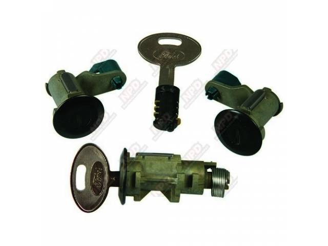 Original DOOR/TRUNK/GLOVE Lock Set for (87-91 Before 11/91) Black Center w/ Black Ring