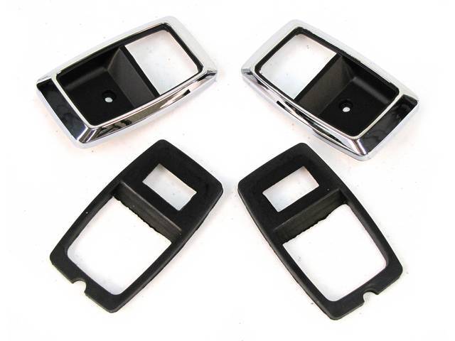 Cups, Door Inside Handle, Black W/ Bright Edge, Good Repro, Pair, Incl Rubber Seal, D8bz5422634-B, E4fz-5822634-B