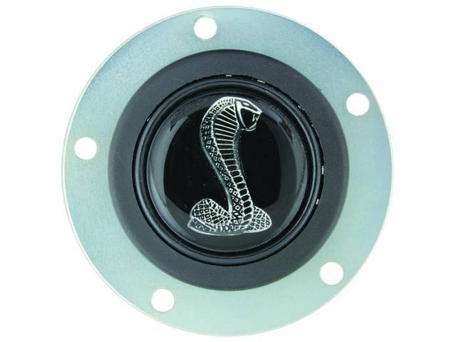 Horn Button, Grant Signature, Black Center Cap W/ Cobra Snake Logo, Repro