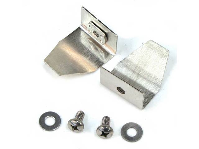 Bracket Set, Flip-Up Roof Glass Handle , Pair, Incl Lh And Rh Brackets, Clips And Screws, Repro