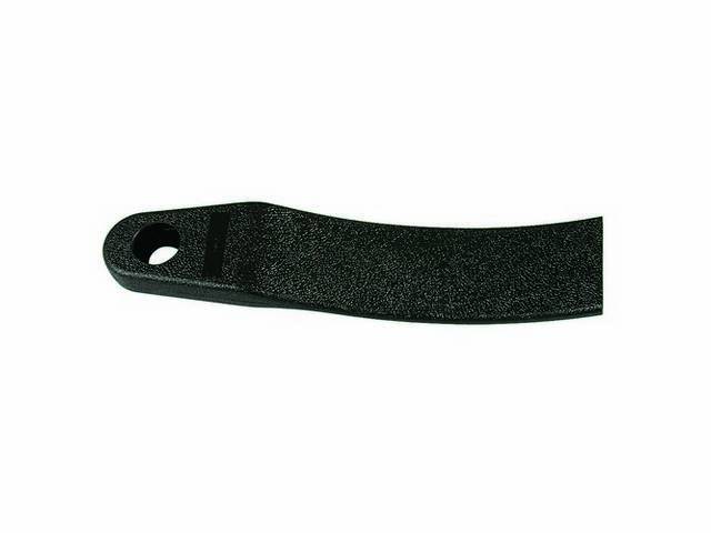 Shield, Seat Belt, Front, Door Side, Black / Ebony, Repro