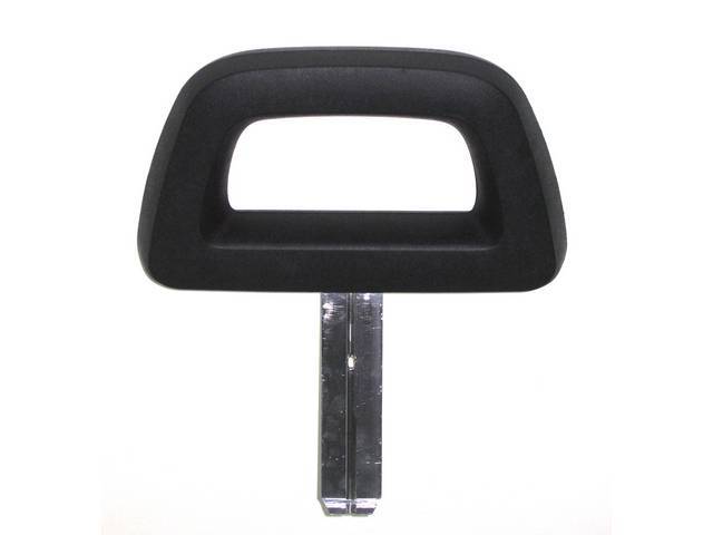 Headrest Assy, Front Seat, Donut Type, Molded Vinyl, Black, Pair, Repro